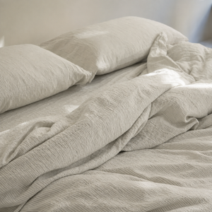 Clara - French Linen Bedding Set in Pinstripes