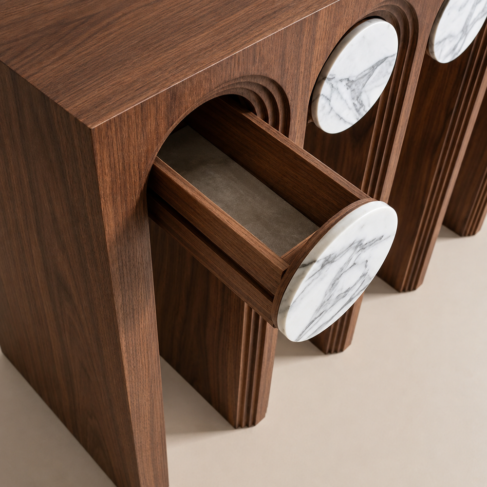 Alden - Marble Inlay Console Cabinet