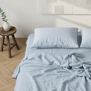 Clara - French Linen Bedding Set in Blue