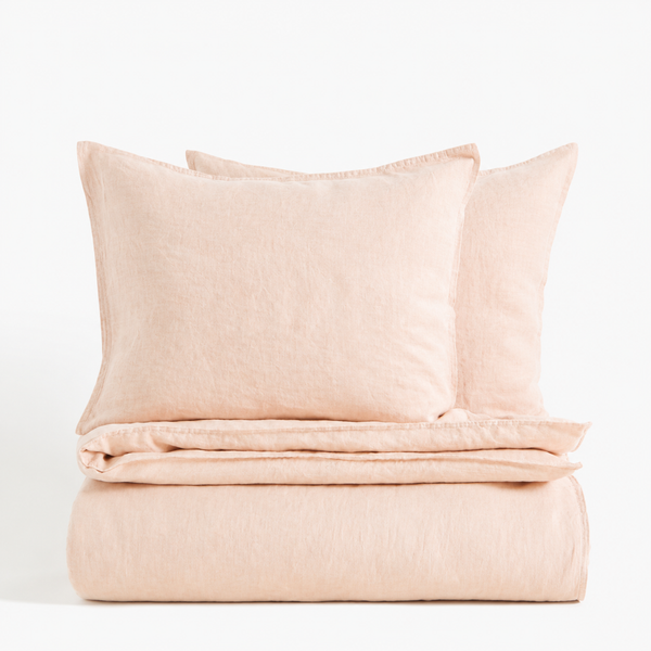 Clara - French Linen Bedding Set in Blush