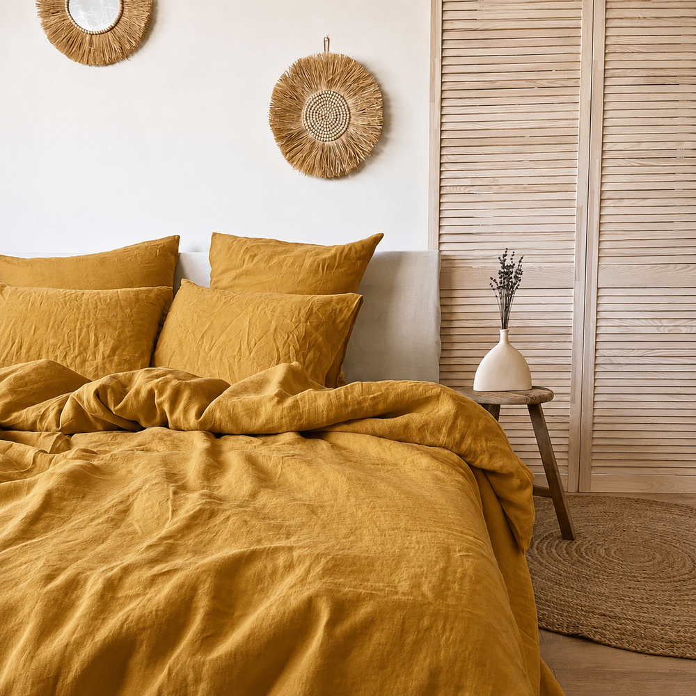 Clara - French Linen Bedding Set in Turmeric
