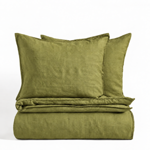 Clara - French Linen Bedding Set in Avocado Green