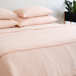 Clara - French Linen Bedding Set in Blush