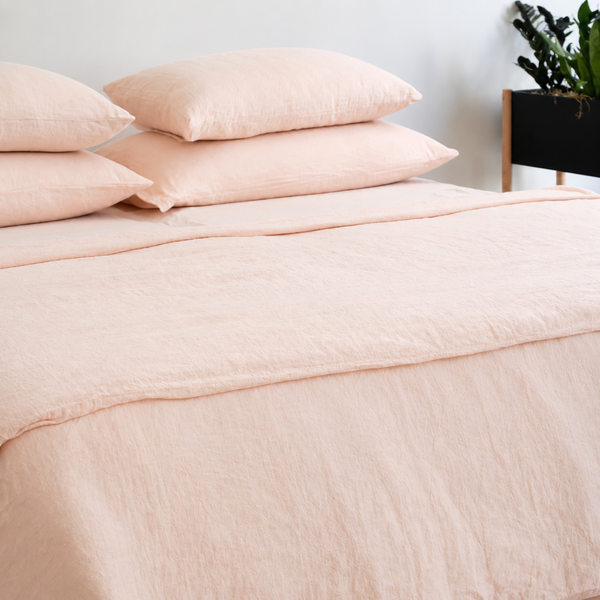 Clara - French Linen Bedding Set in Blush