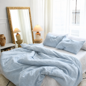 Clara - French Linen Bedding Set in Blue