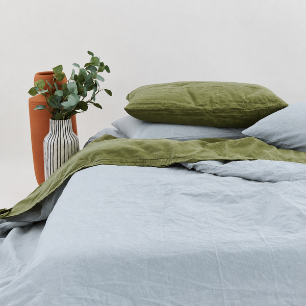 Clara - French Linen Bedding Set in Blue