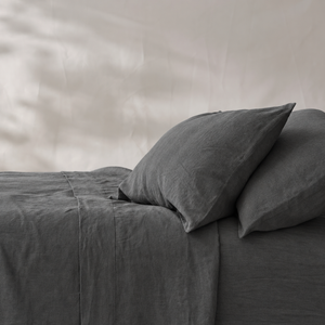 Clara - French Linen Bedding Set in Charcoal Grey