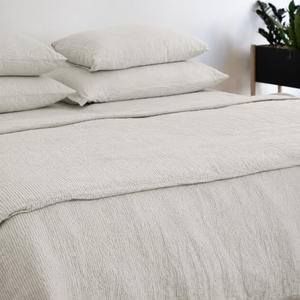 Clara - French Linen Bedding Set in Pinstripes