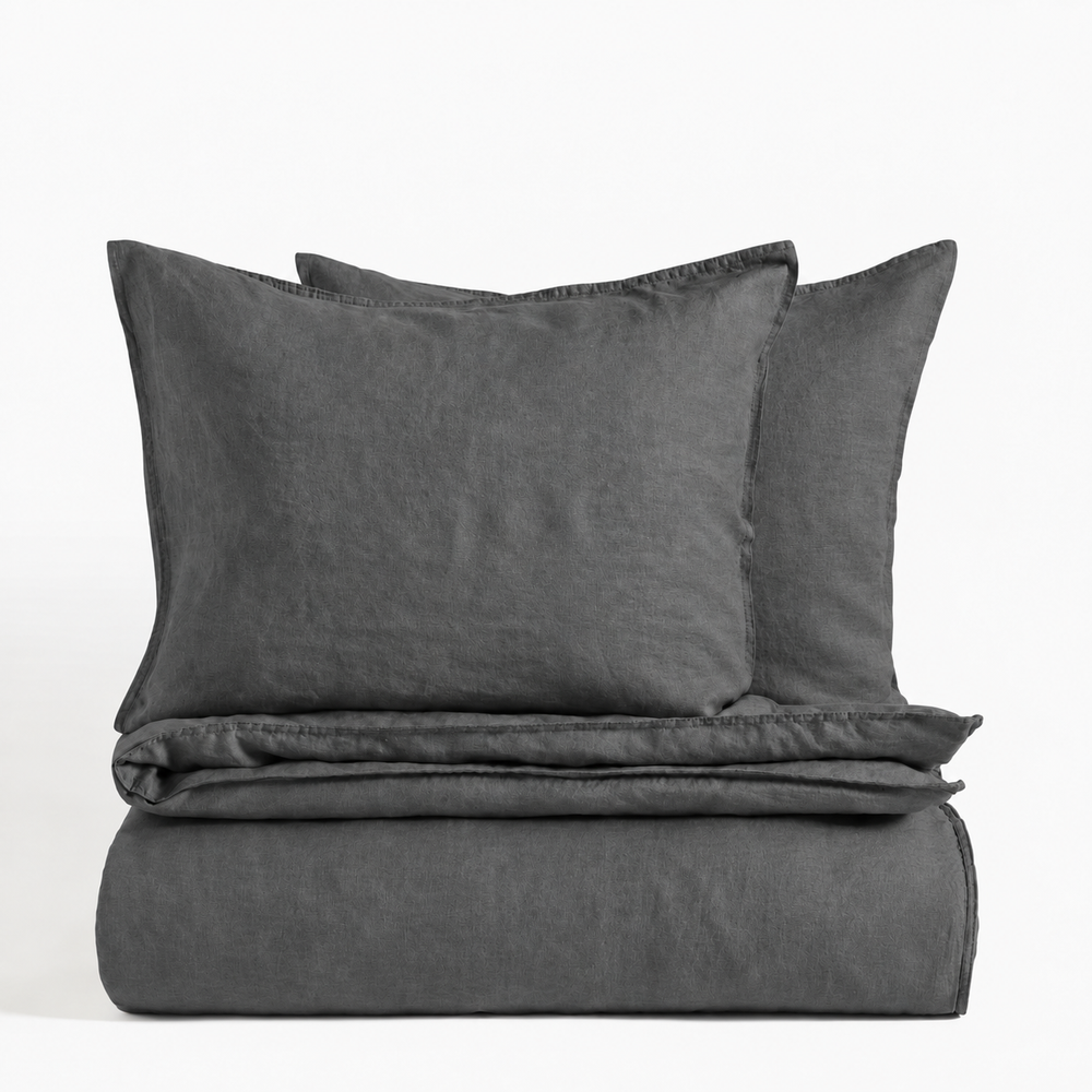 Clara - French Linen Bedding Set in Charcoal Grey
