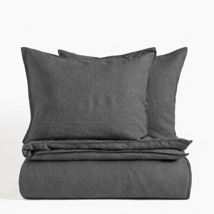Clara - French Linen Bedding Set in Charcoal Grey