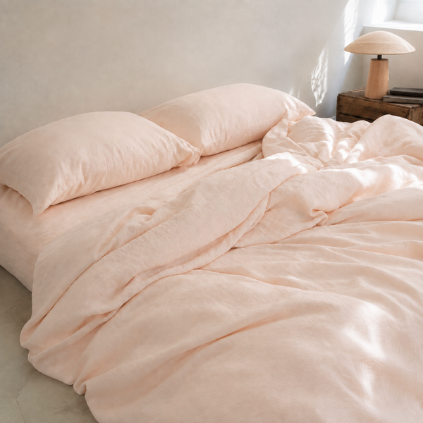 Clara - French Linen Bedding Set in Blush