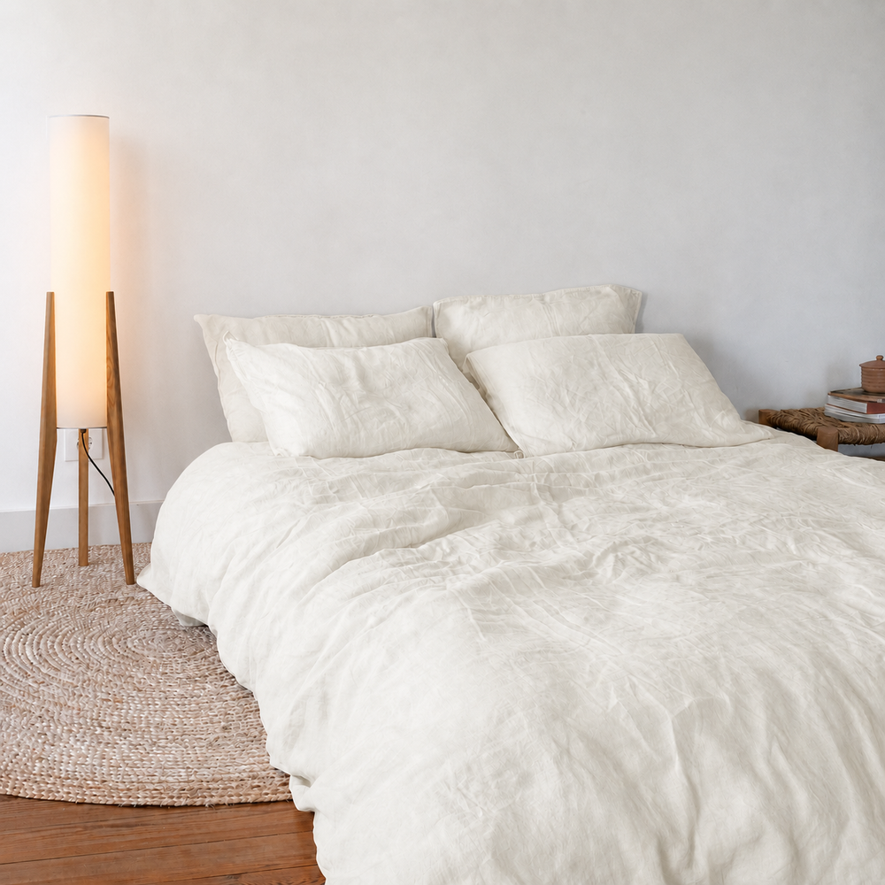 Clara - French Linen Bedding Set in Warm White