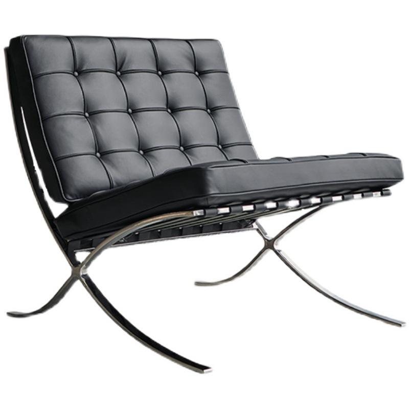 Mies - Barcelona-Style Leather Lounge Chair with Ottoman