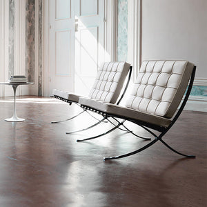 Mies - Barcelona-Style Leather Lounge Chair with Ottoman