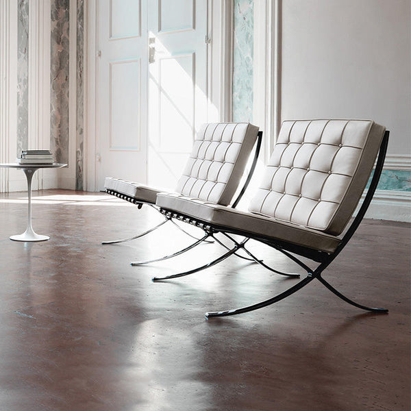 Mies - Barcelona-Style Leather Lounge Chair with Ottoman