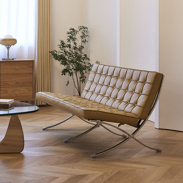 Mies - Barcelona-Style Leather Lounge Chair with Ottoman