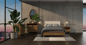 Mattia - Leather White Oak Bed