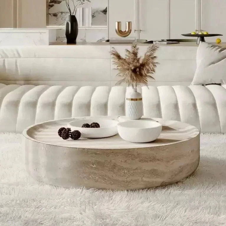 Arlo - Round Cream Marble Coffee Table