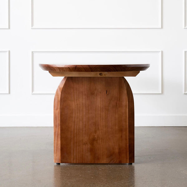 walnut oval dining table side view