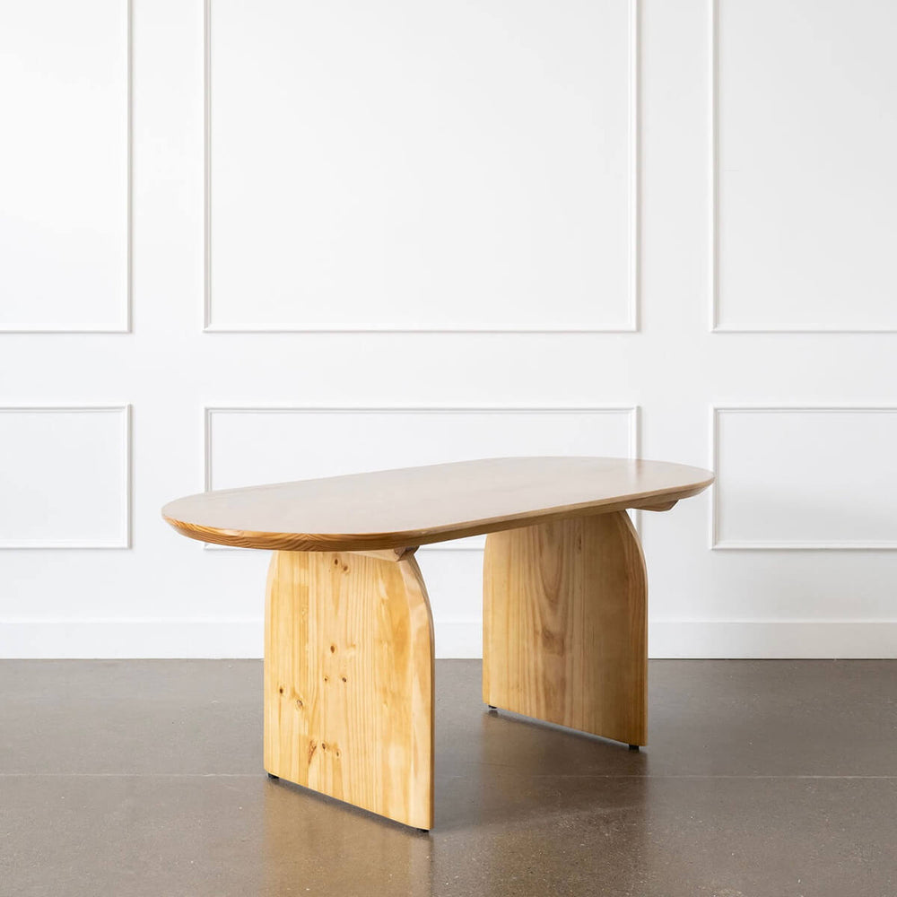 pine wood oval dining table