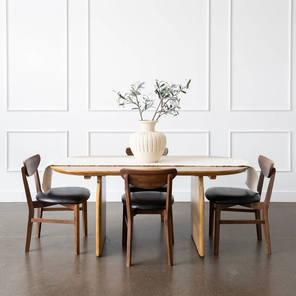 pine wood oval dining table