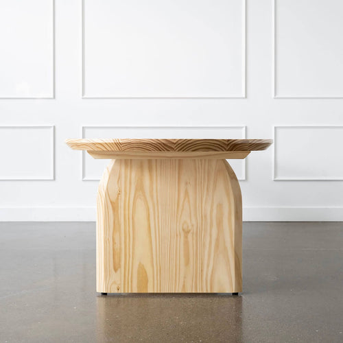 pine wood oval dining table side view