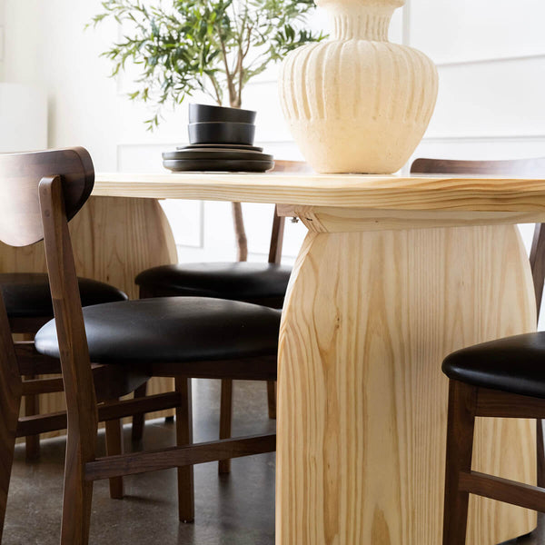 pine wood oval dining table