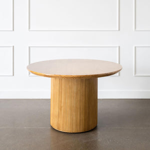 pine wood minimalist mid century modern round dining - solo