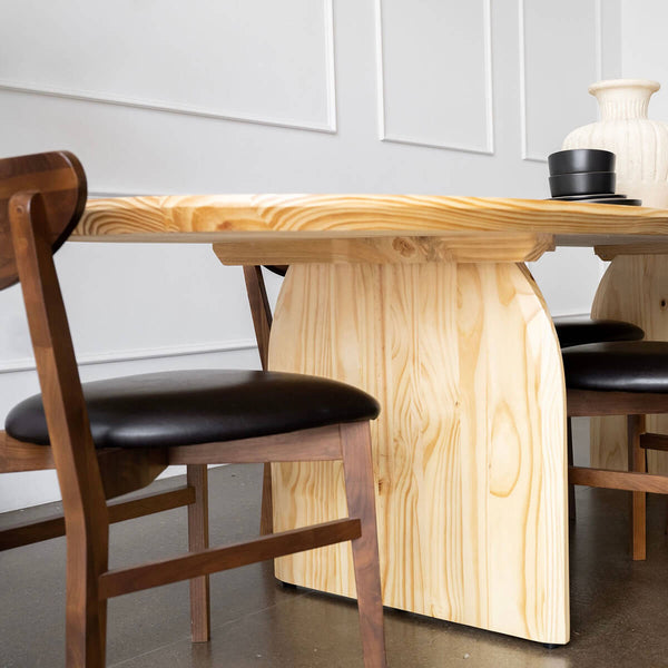 pine wood oval dining table
