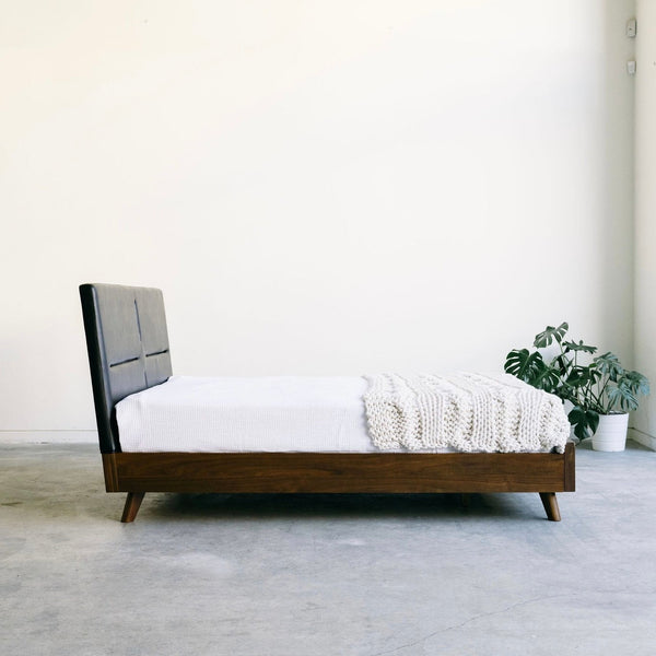 Mim Concept  best Modern furniture stores in Toronto, Ottawa and Mississauga to sell modern contemporary bedroom furniture and condo furniture. Italian leather headboard bed Low profile platform storage bed solid walnut wood