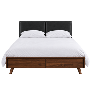 Salvatore - Leather Walnut Storage Bed
