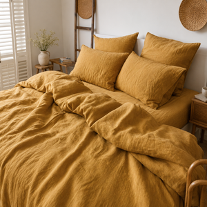 Clara - French Linen Bedding Set in Turmeric