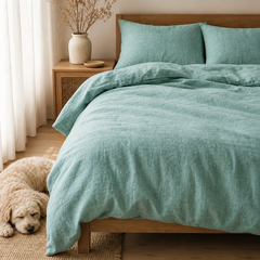 Clara - French Linen Bedding Set in Mist