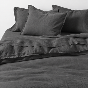 Clara - French Linen Bedding Set in Charcoal Grey