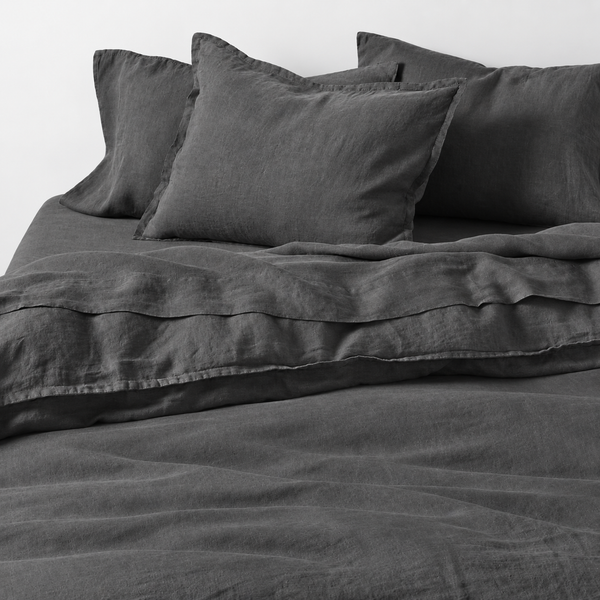 Clara - French Linen Bedding Set in Charcoal Grey