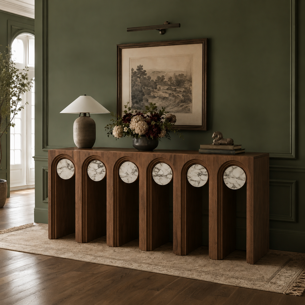Alden - Marble Inlay Console Cabinet