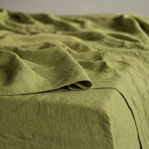 Clara - French Linen Bedding Set in Avocado Green