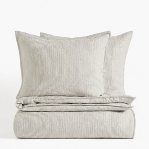Clara - French Linen Bedding Set in Pinstripes