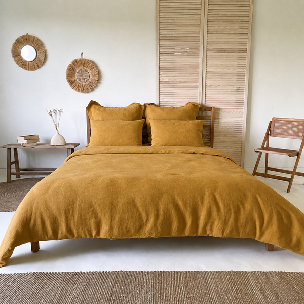 Clara - French Linen Bedding Set in Turmeric