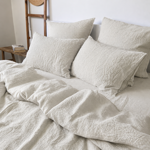 Clara - French Linen Bedding Set in Pinstripes