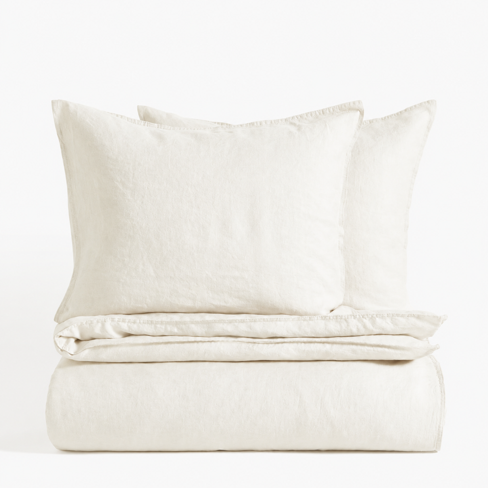 Clara - French Linen Bedding Set in Warm White
