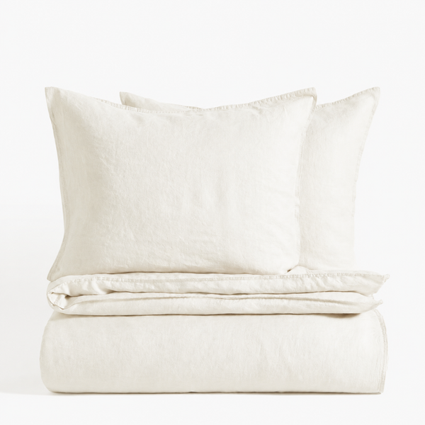 Clara - French Linen Bedding Set in Warm White