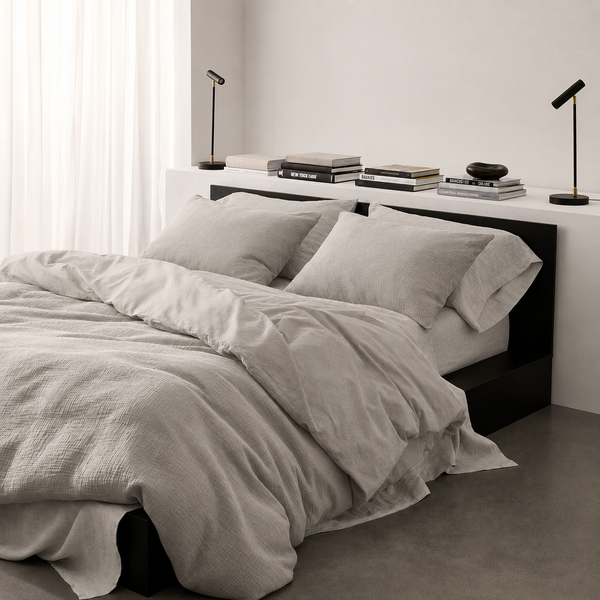 Clara - French Linen Bedding Set in Grey