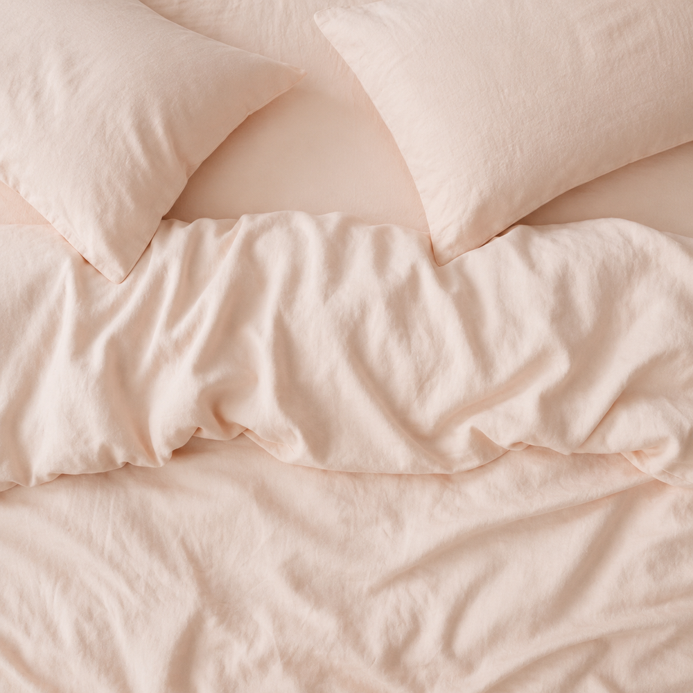 Clara - French Linen Bedding Set in Blush