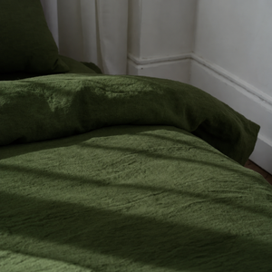 Clara - French Linen Bedding Set in Pine Green