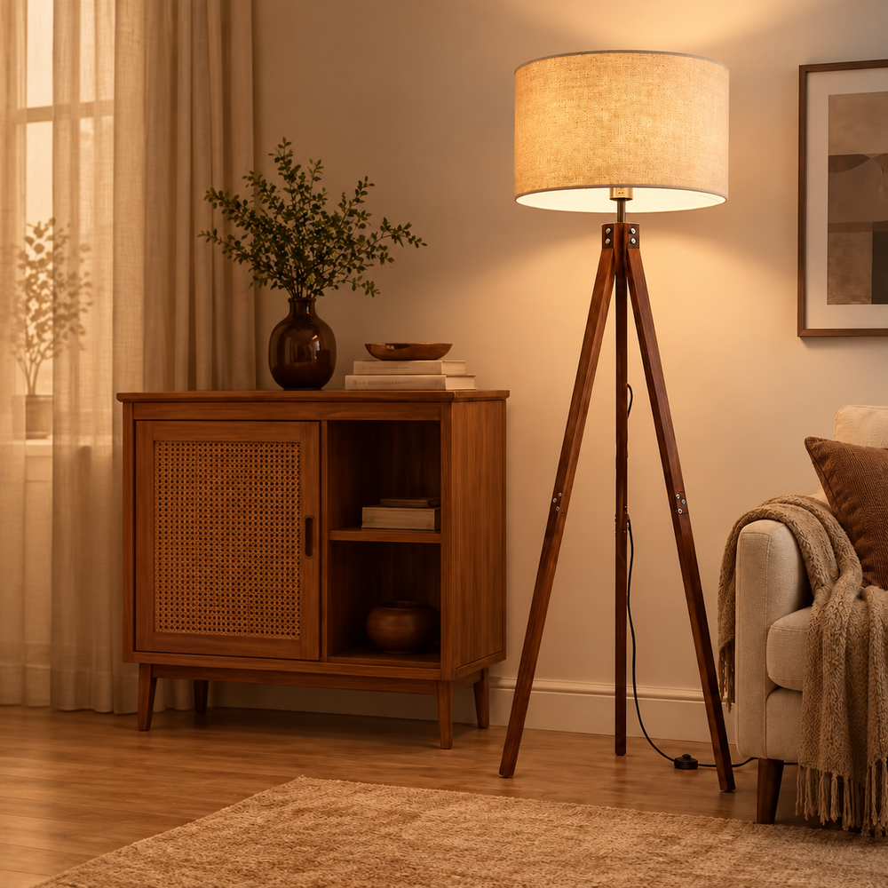 Solene - Solid Wood Tripod Floor Lamp